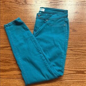 Lila Ryan teal skinny ankle cotton stertch jeans chino 2 pockets slimming 29